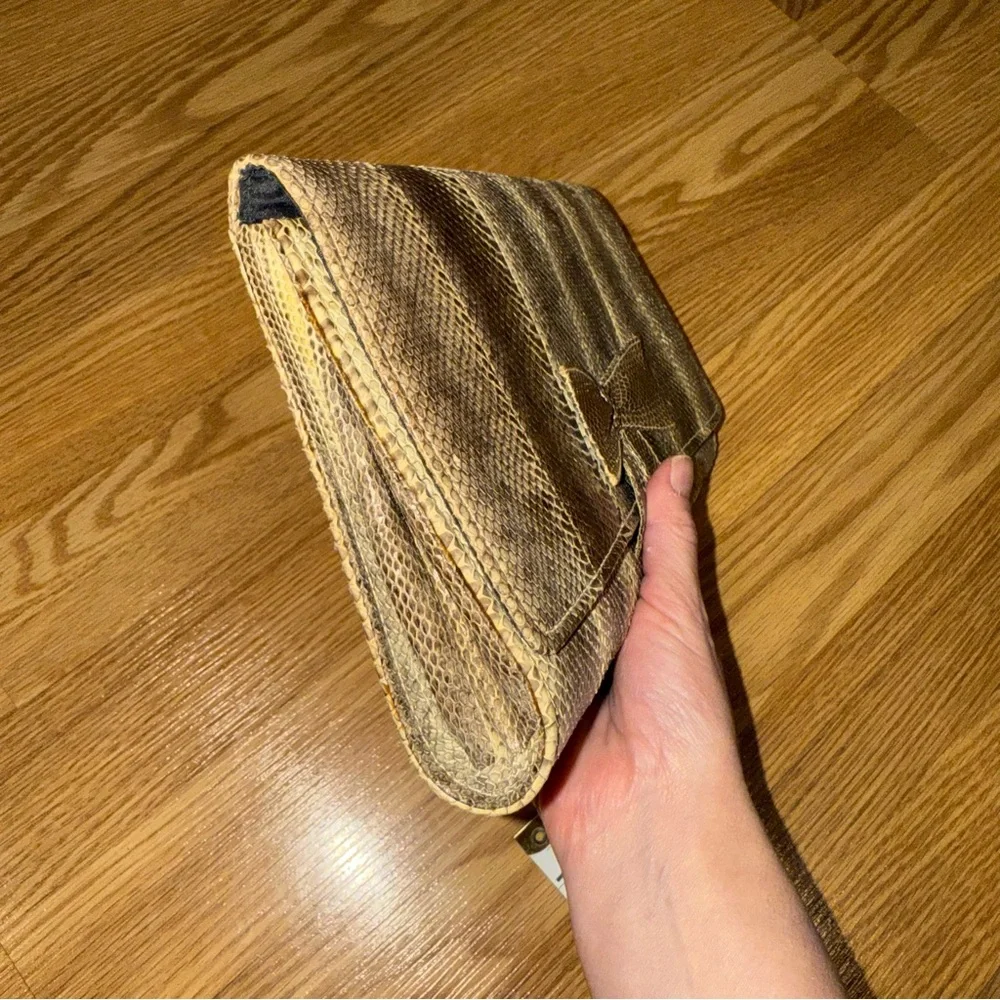 Vintage‎ Jacques Levine Snakeskin Bow Clutch Hand Bag Made in the Philippines